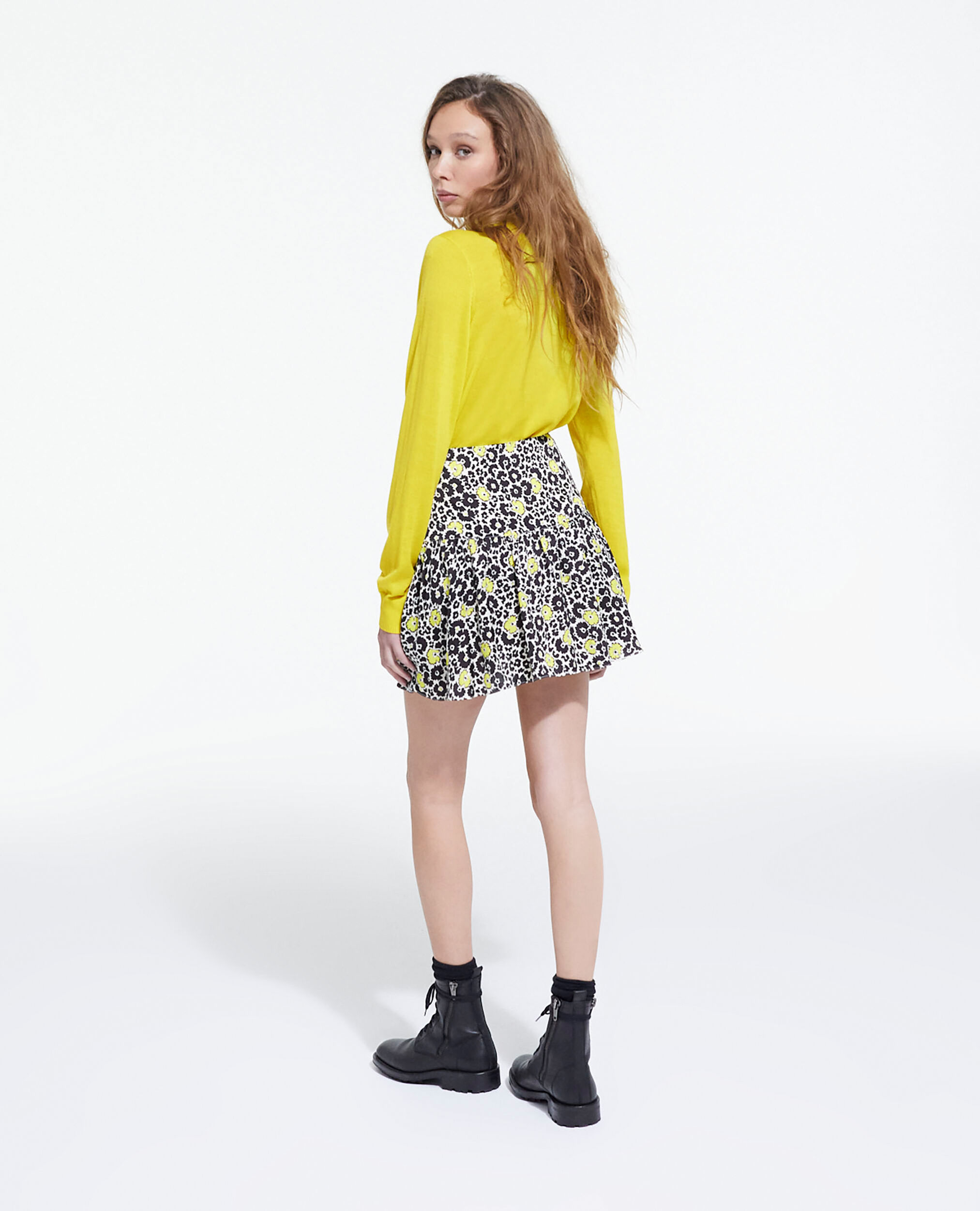 Short printed skirt, ECRU / YELLOW, hi-res image number null