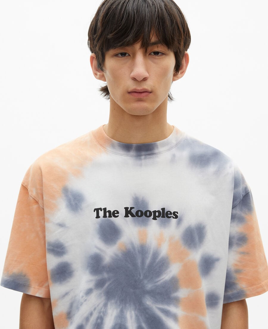 The Kooples MEN NEW LIGHT BLUE blue tie and dye t-shirt