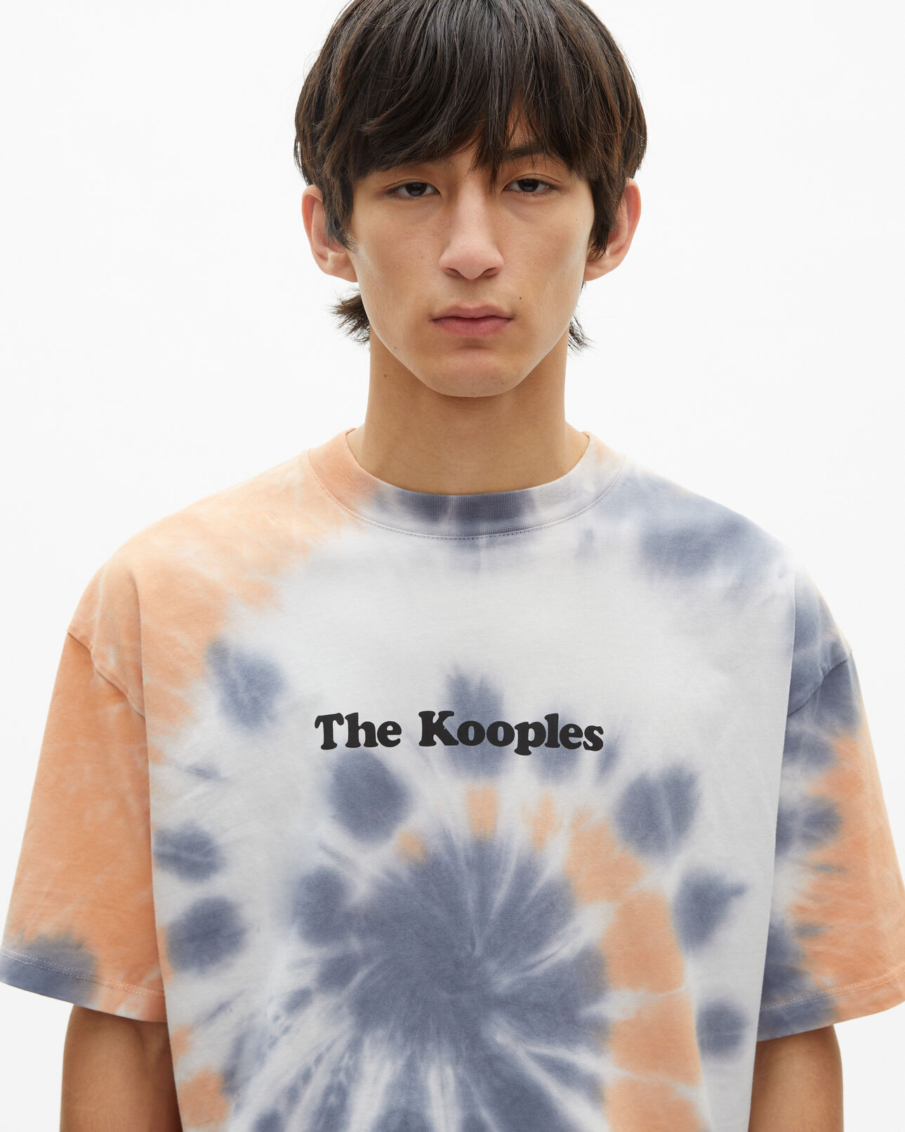 The Kooples MEN NEW LIGHT BLUE blue tie and dye t-shirt