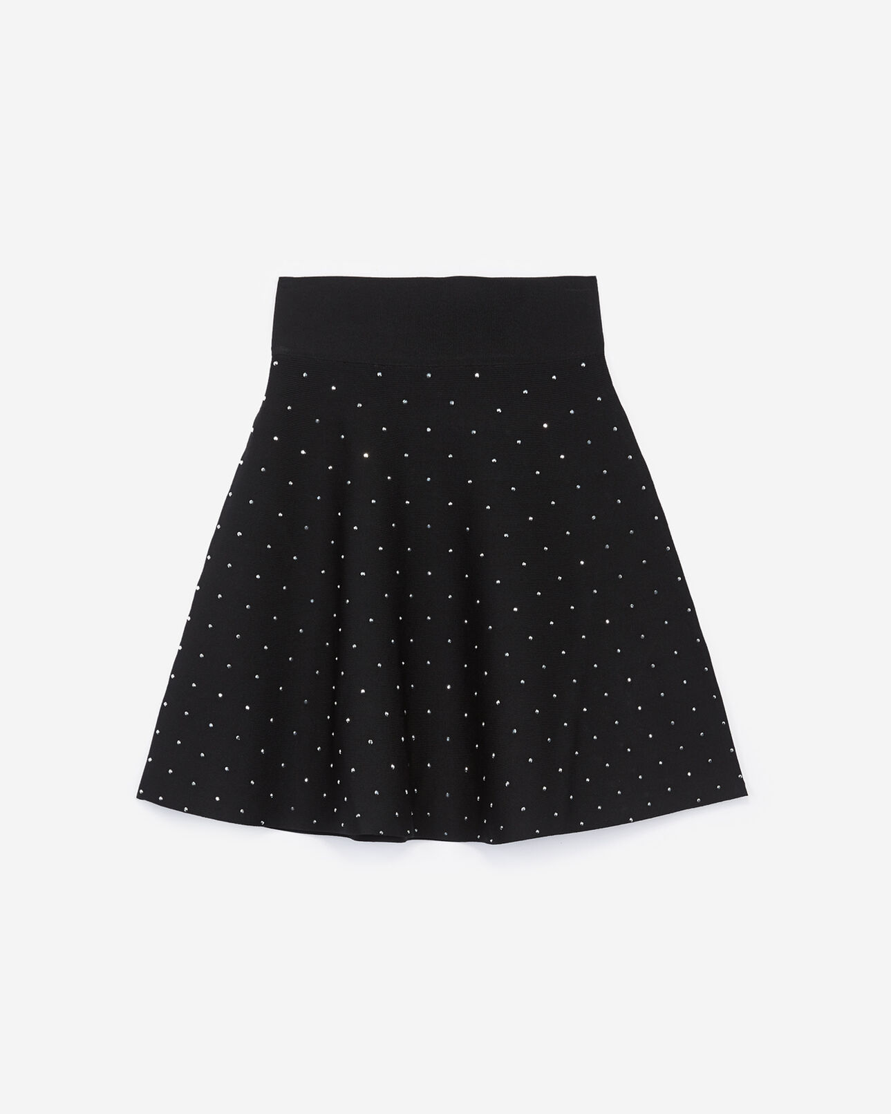 The Kooples WOMEN BLACK studded short black skirt in stretch fabric