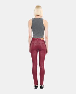 The Kooples WOMEN DARK RED red leather-effect skinny jeans