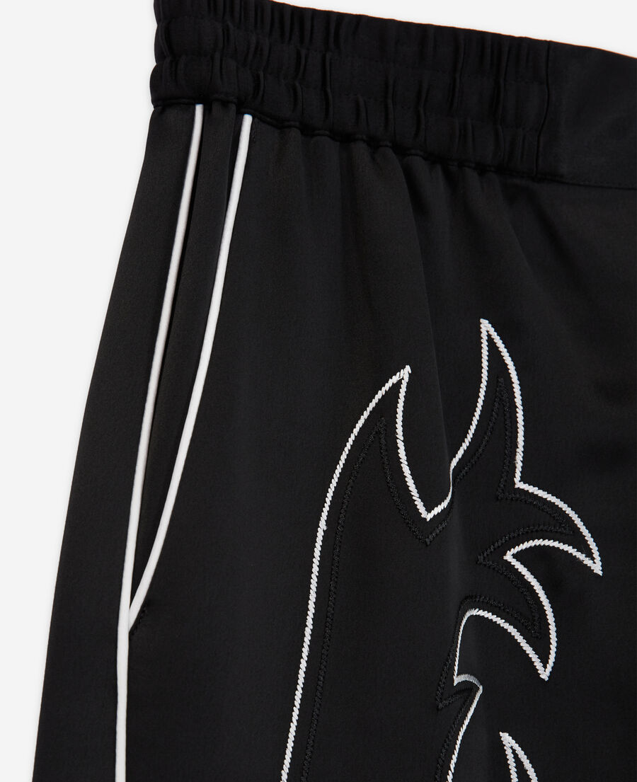 black shorts with western-style embroidery