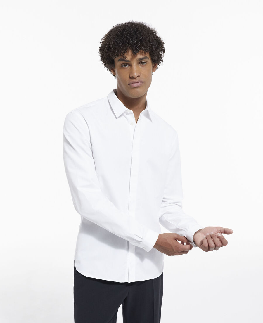white cotton classic collar shirt
