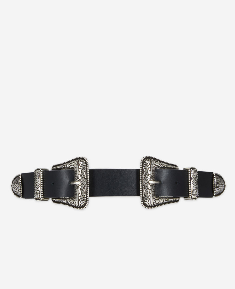 ceinture large en cuir noire