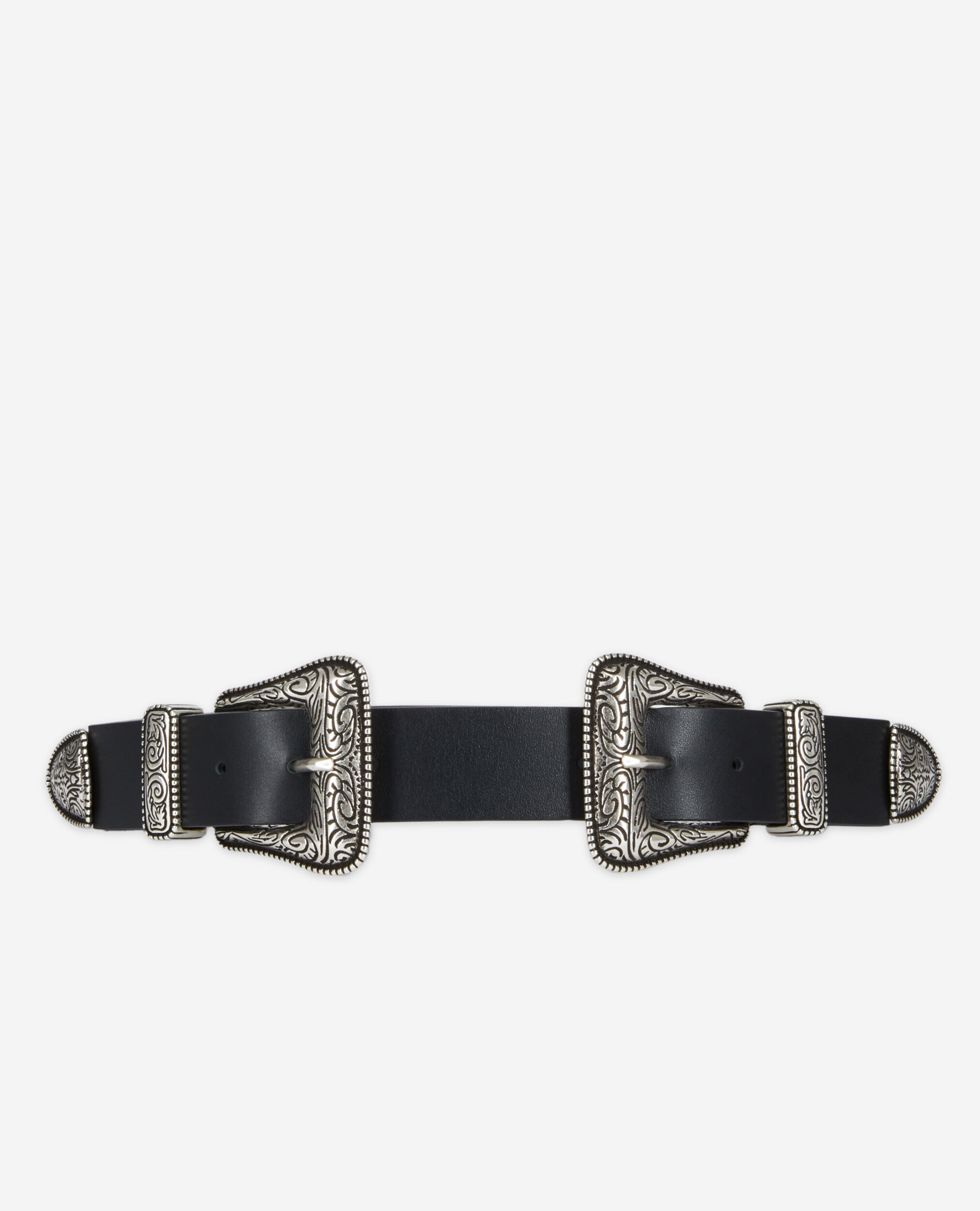 Ceinture large en cuir noire, BLACK, hi-res image number null