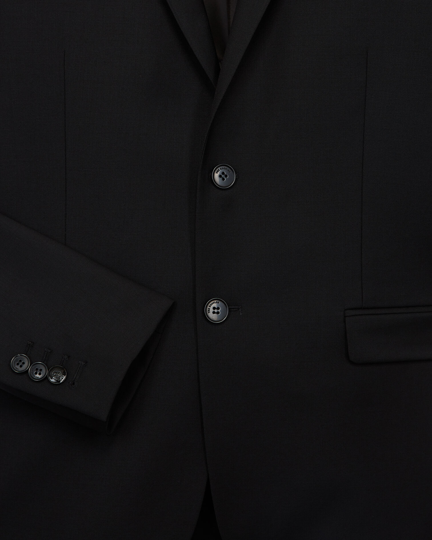 Black wool suit fitted jacket, BLACK, hi-res image number null