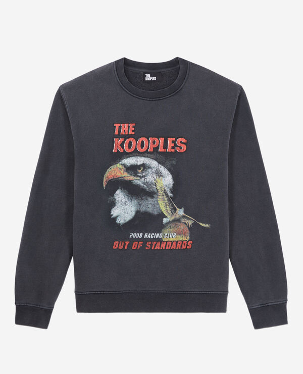 black sweatshirt with eagle serigraphy