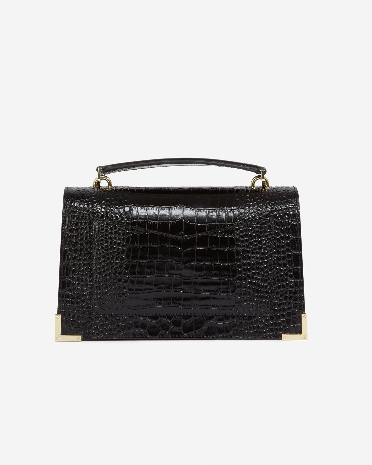 The Kooples FEMME BLACK / GOLD sac emily medium en cuir embossé noir