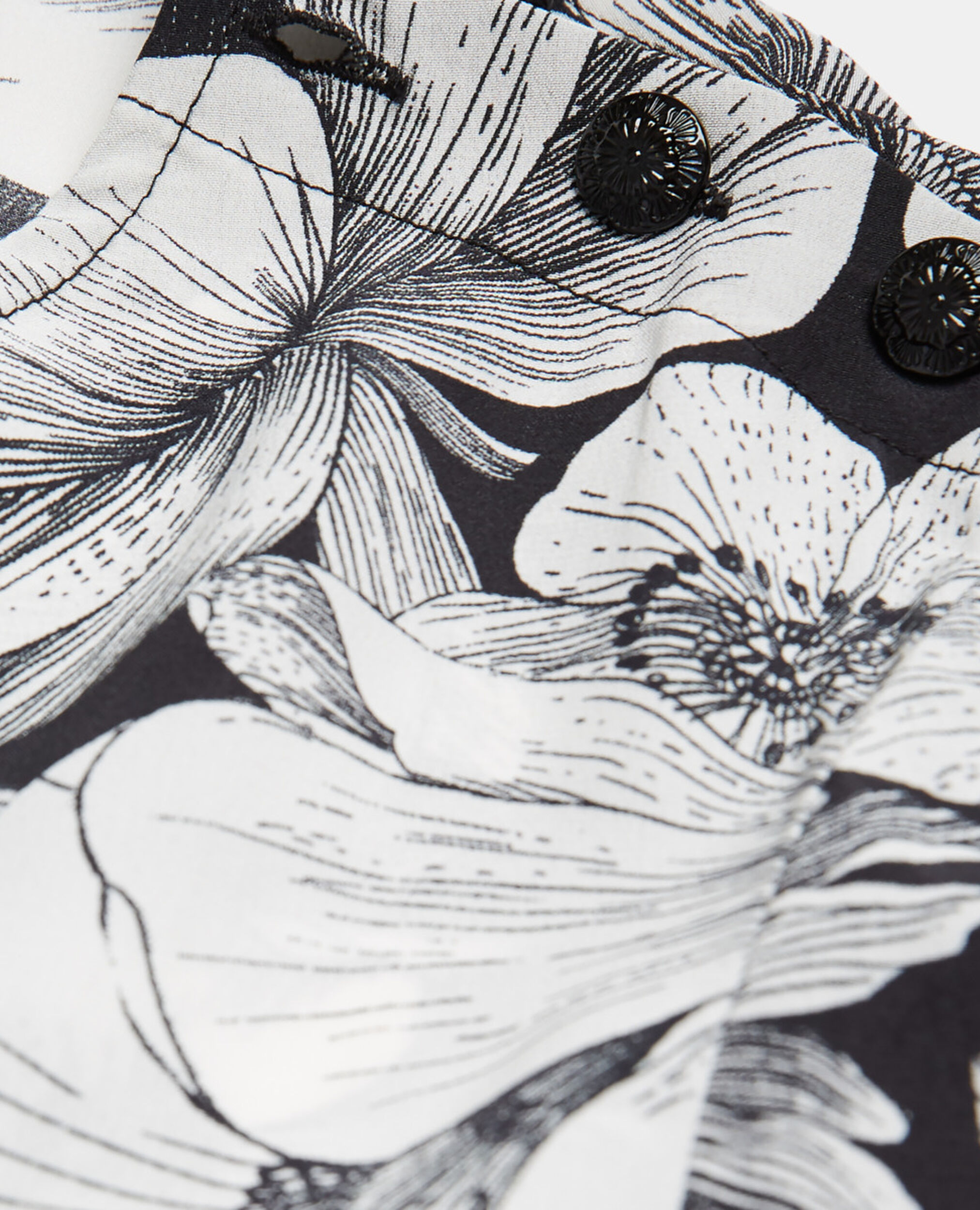 Short floral silk dress, BLACK WHITE, hi-res image number null