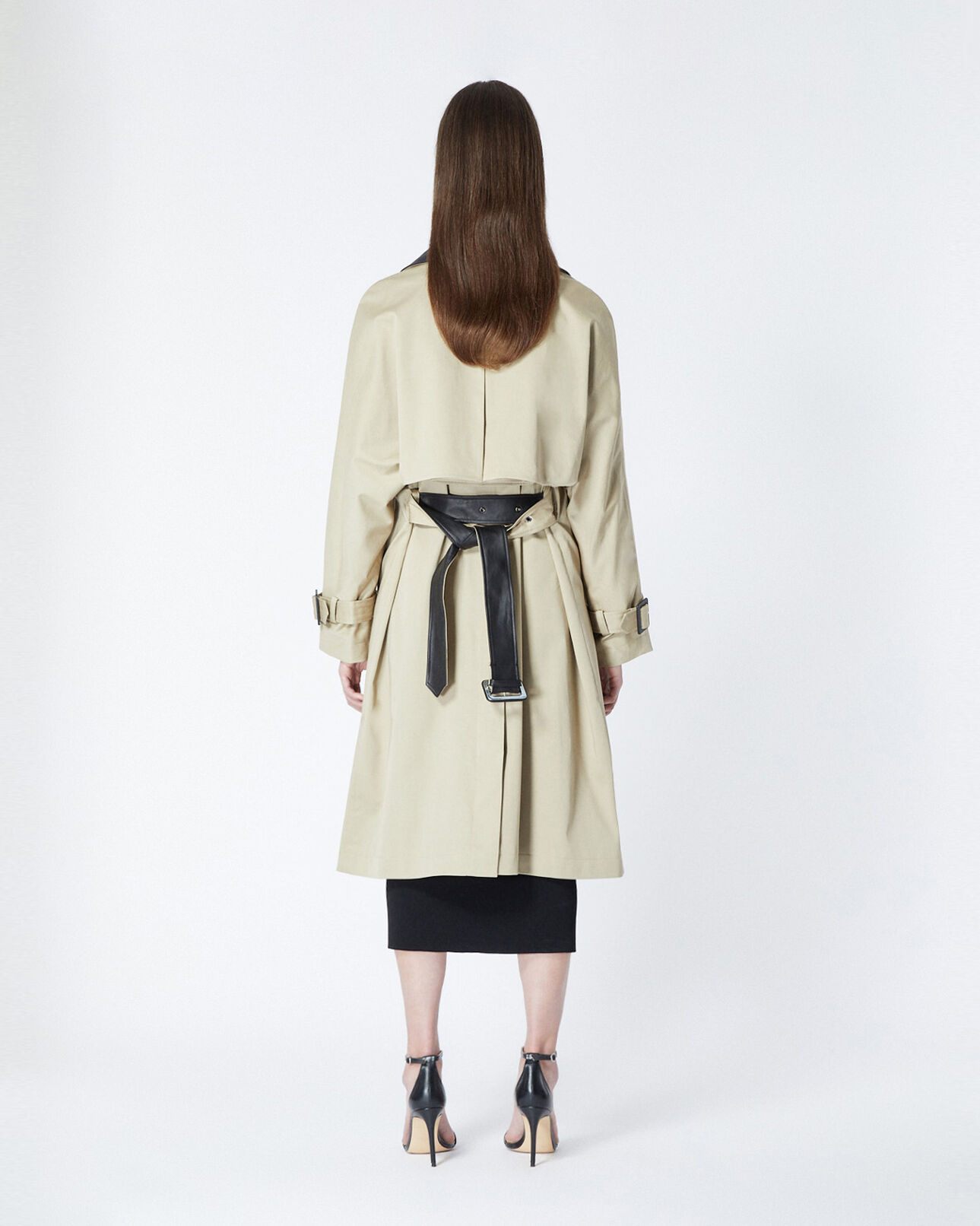 The Kooples DAMEN BEIGE halblanger beiger trenchcoat aus baumwolle