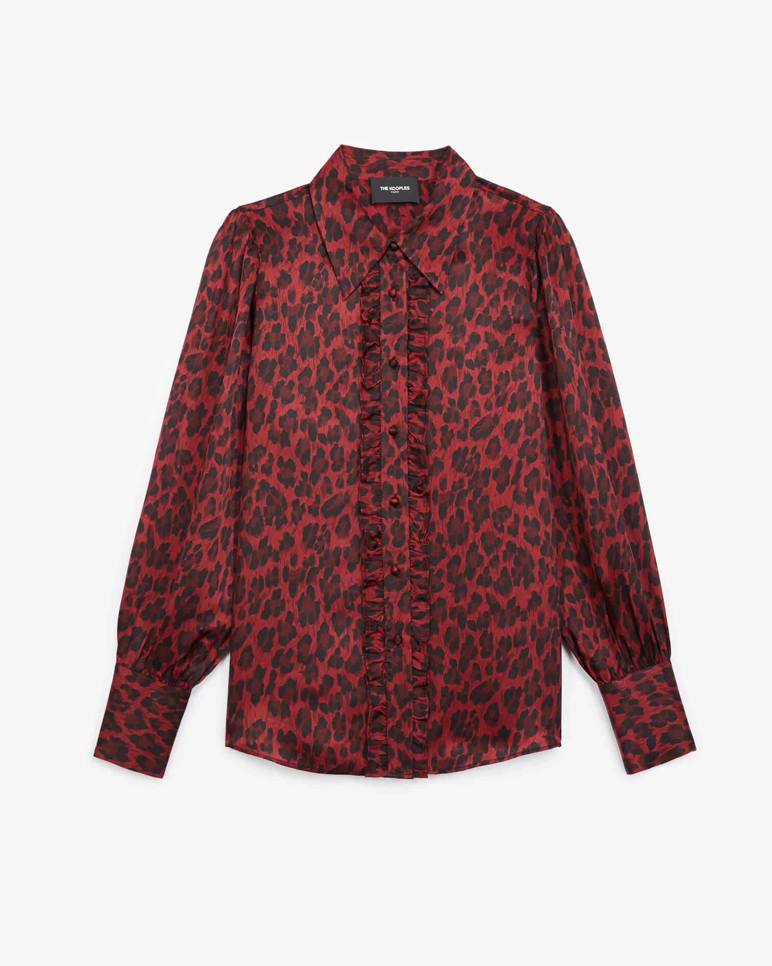 Burgundy shirt with leopard motif, PURPLE, hi-res image number null