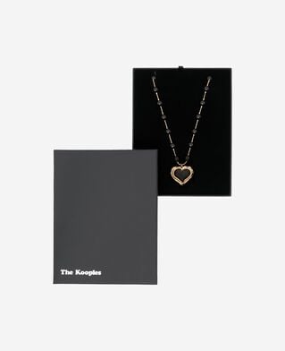 The Kooples DAMEN GOLD perlenkette mit schwarzem herzanh&auml;nger