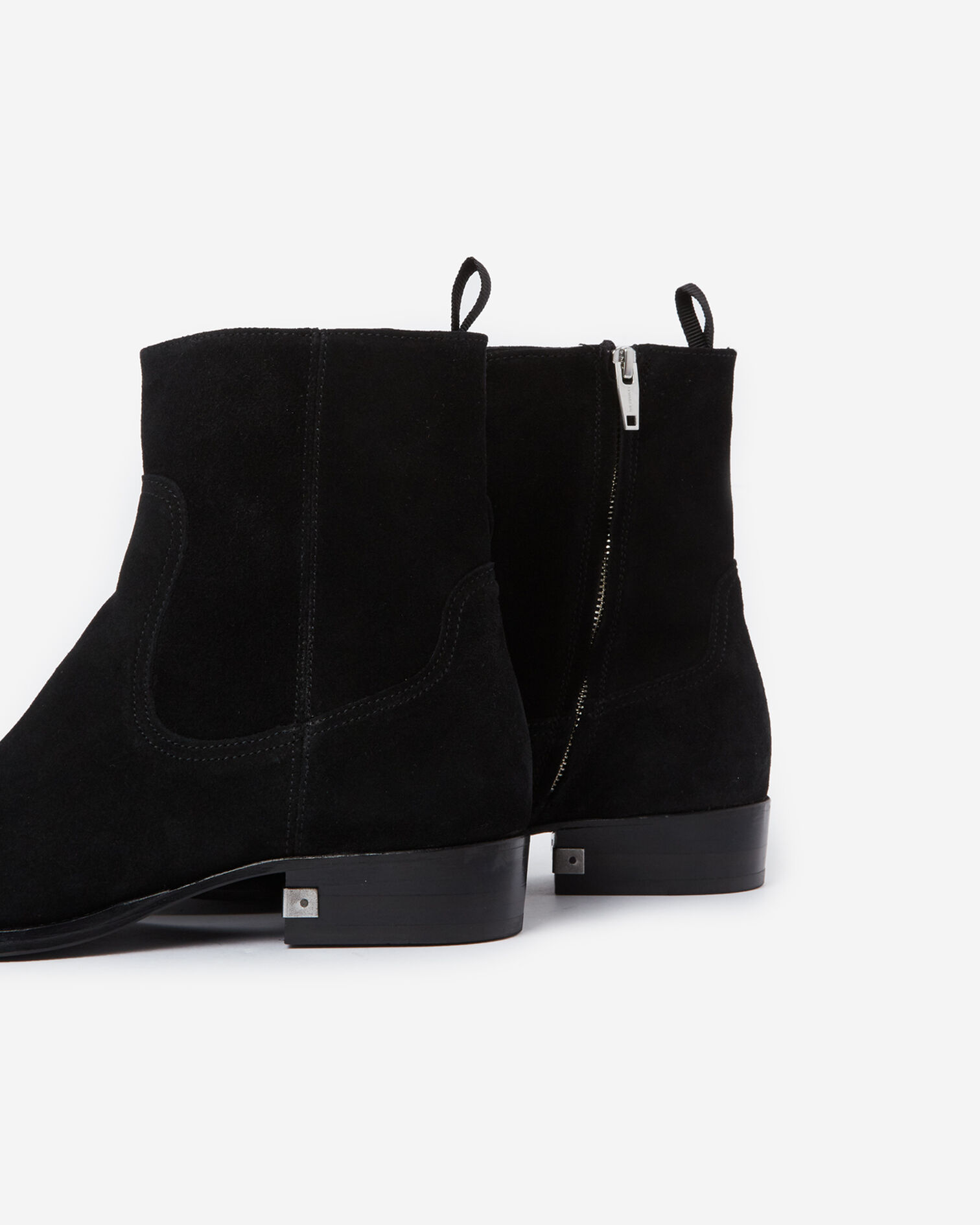 Boots noires daim talons montantes, BLACK, hi-res image number null