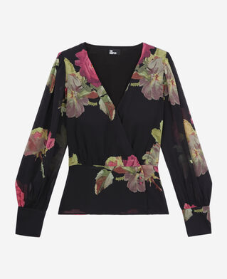 The Kooples MUJER PINK BLACK top cruzado estampado