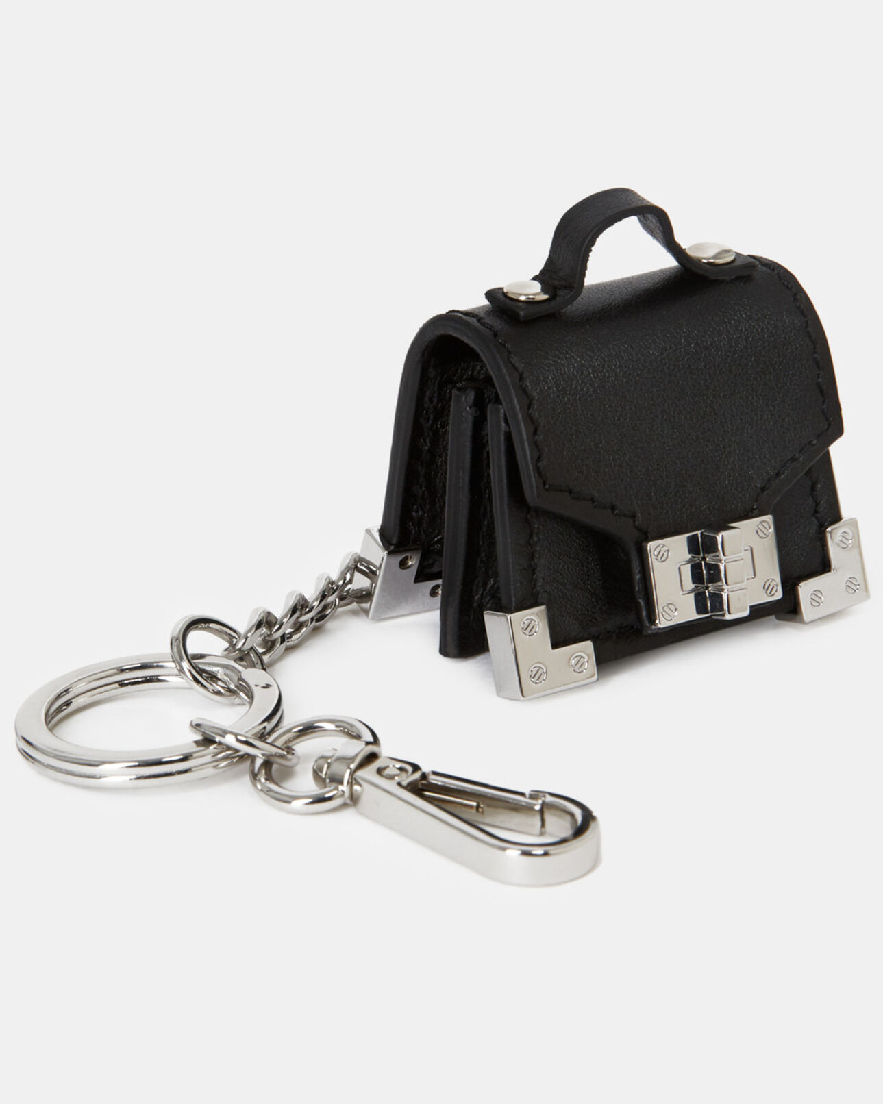 The Kooples WOMEN BLACK / SILVER emily black leather keyring