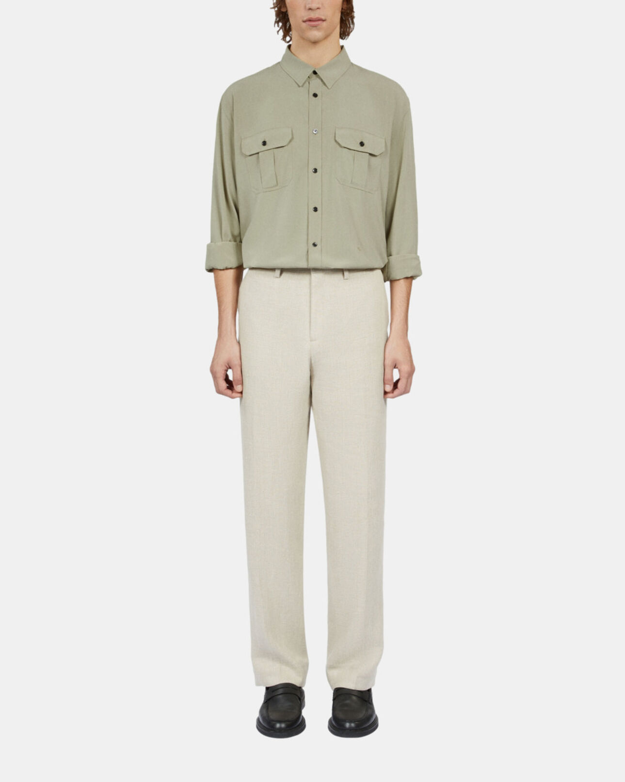 The Kooples HOMME KAKI GREY chemise vert clair