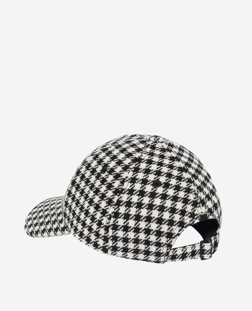 The Kooples MIXED PIED DE POULE black houndstooth wool cap