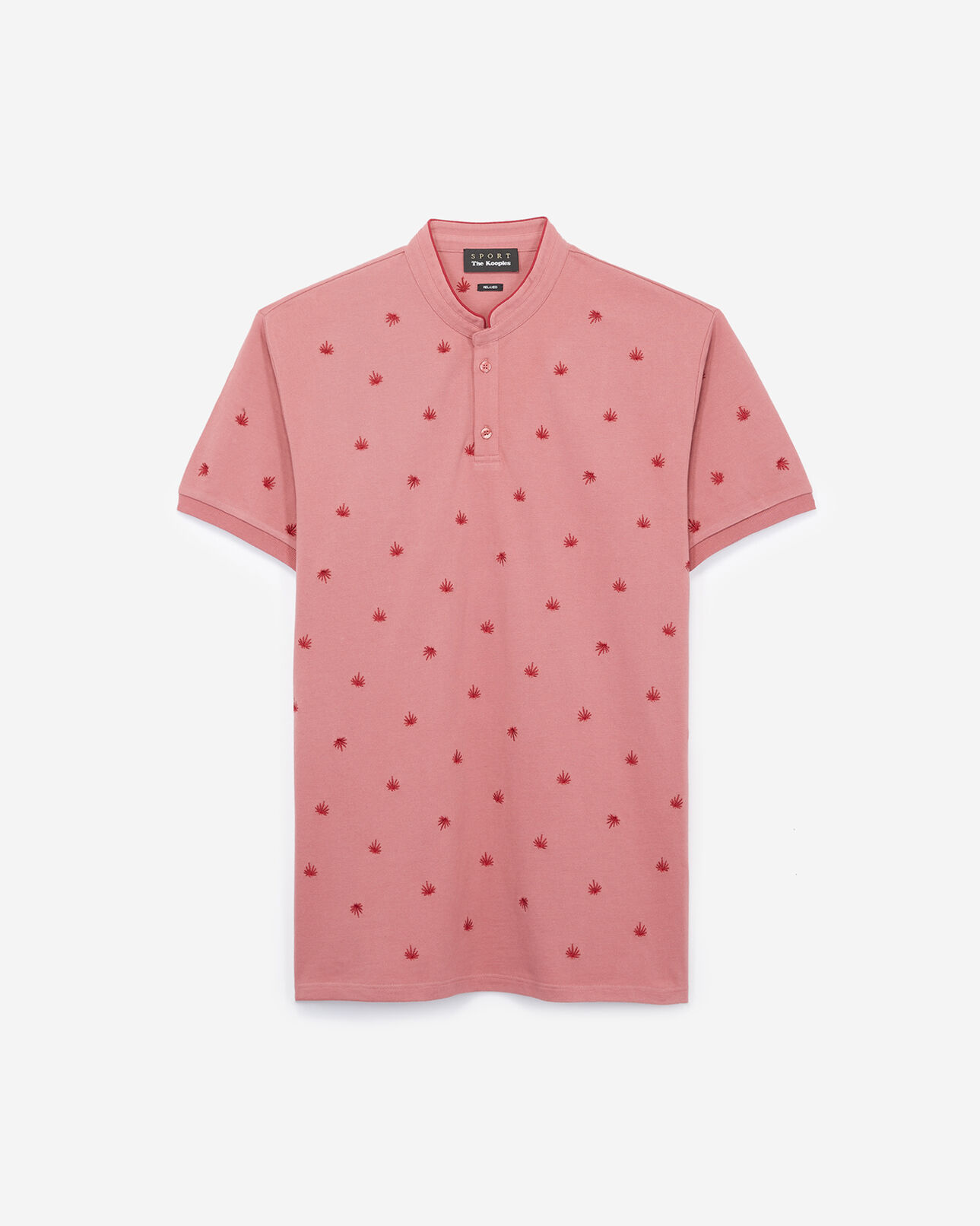The Kooples HOMME OLD PINK polo coton rose minibroderies all-over