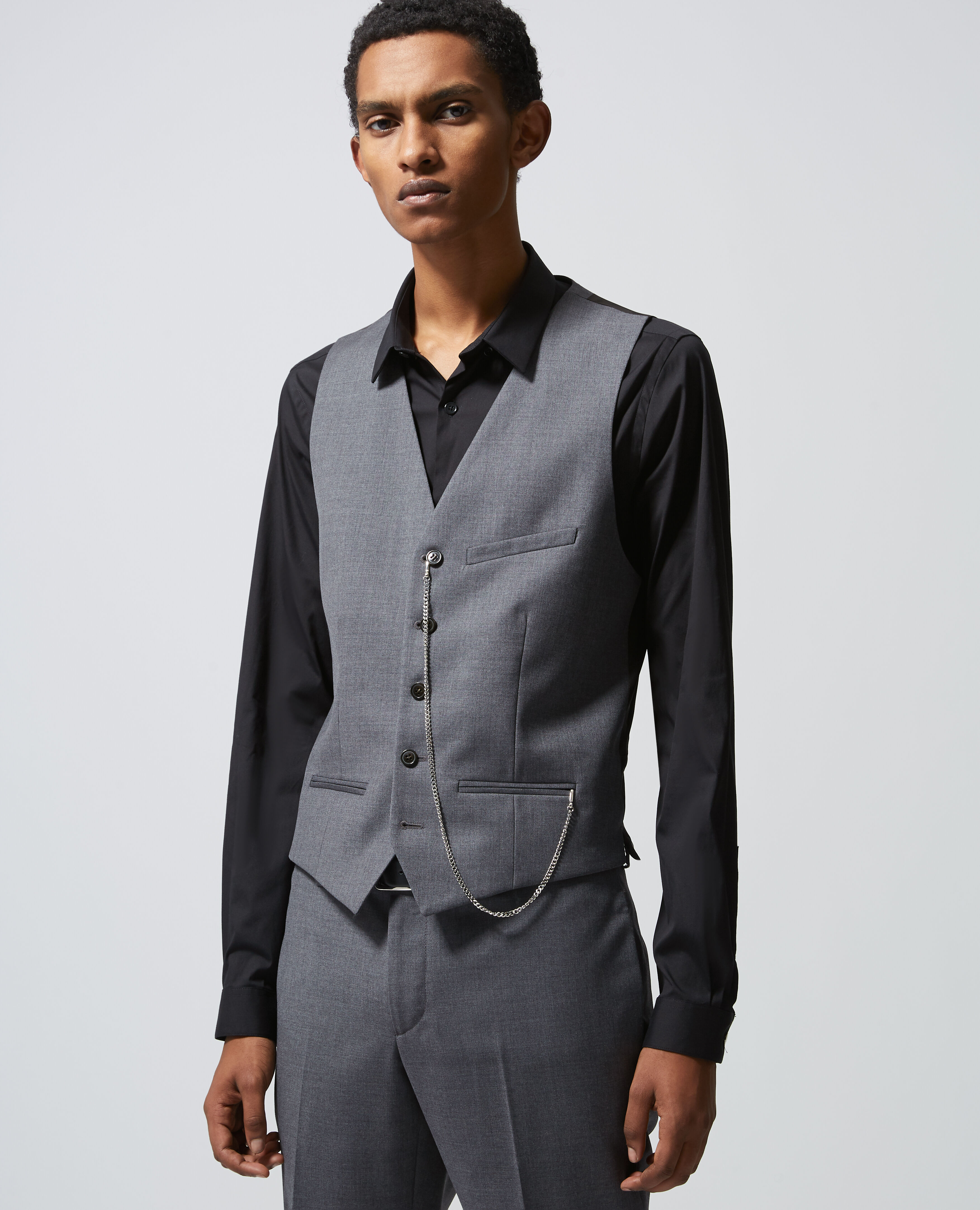 Buttoned light grey waistcoat in wool The Kooples