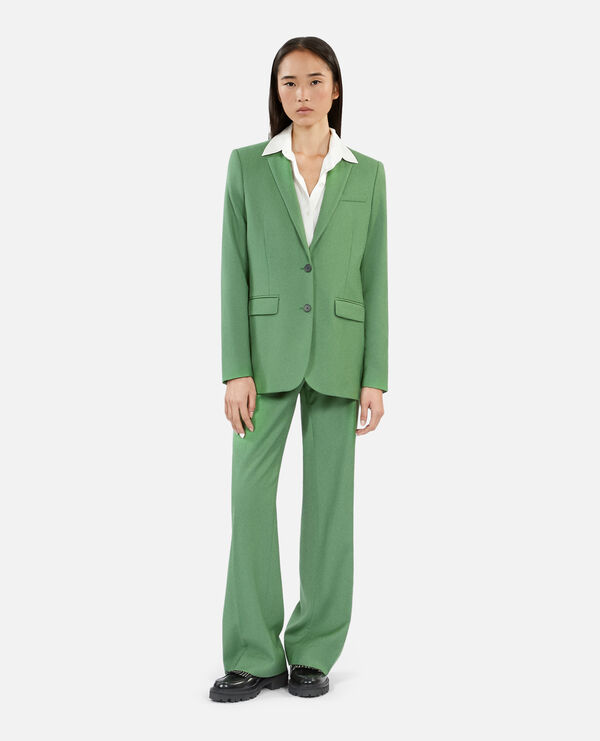 pantalon tailleur vert en laine