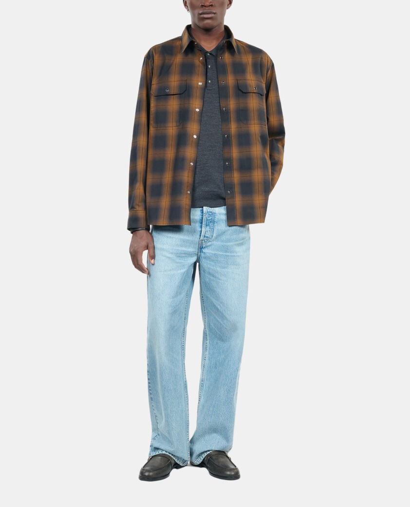 The Kooples HOMME DARK BROWN surchemise à carreaux noirs et marrons