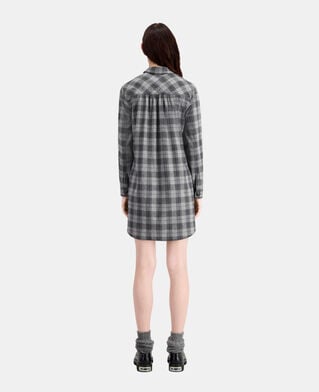 The Kooples FEMME GREY BLACK robe chemise courte à carreaux gris