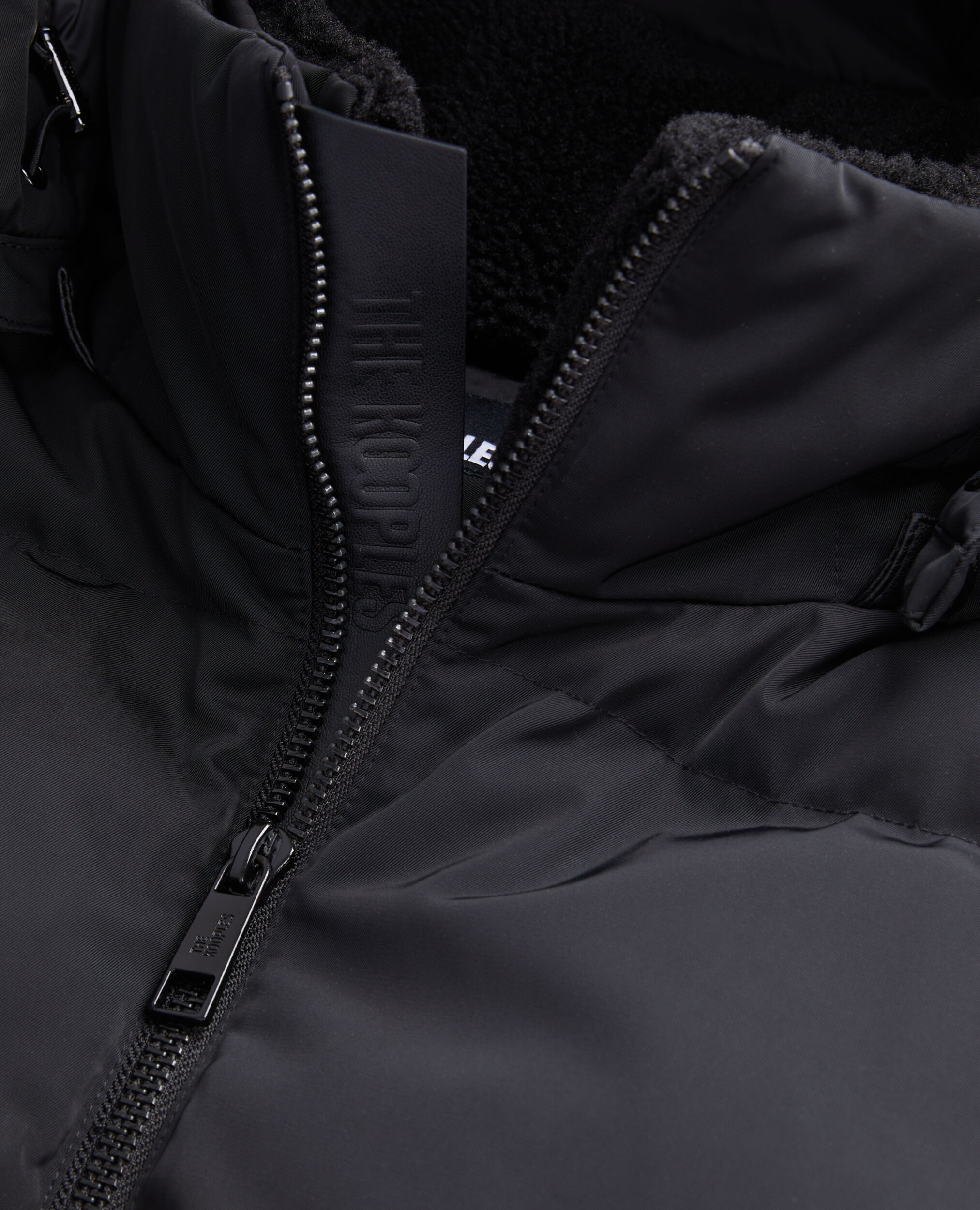 Black sleeveless hooded puffer jacket, BLACK, hi-res image number null