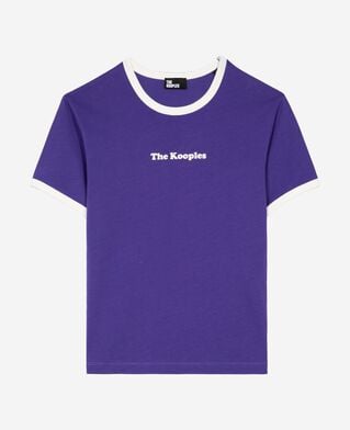 The Kooples FEMME ELECTRIC BLUE t-shirt avec s&eacute;rigraphie violet