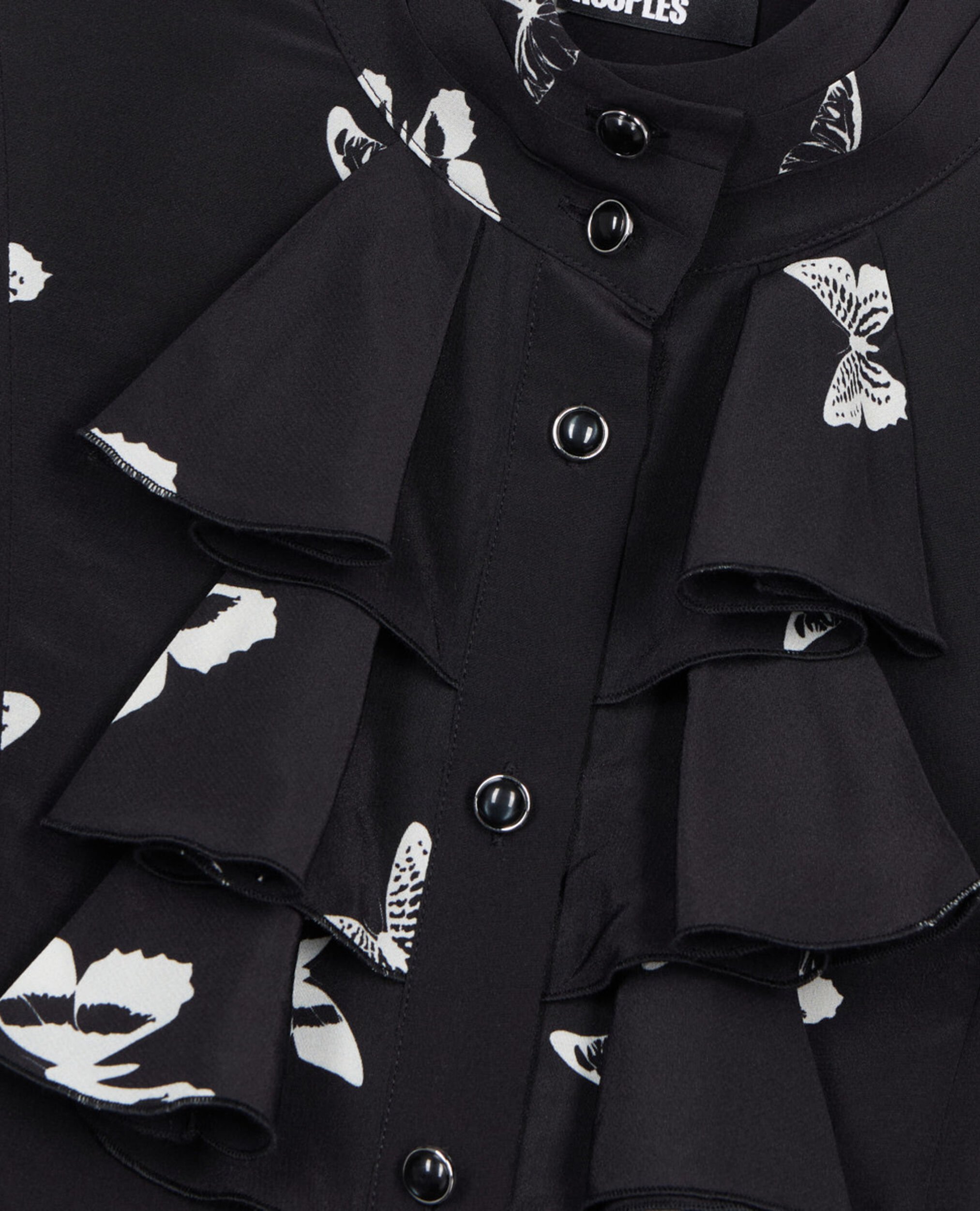 Chemise en soie imprimée papillons, BLACK WHITE, hi-res image number null