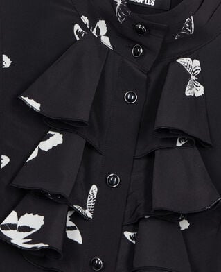 The Kooples FEMME BLACK WHITE chemise en soie imprimée papillons