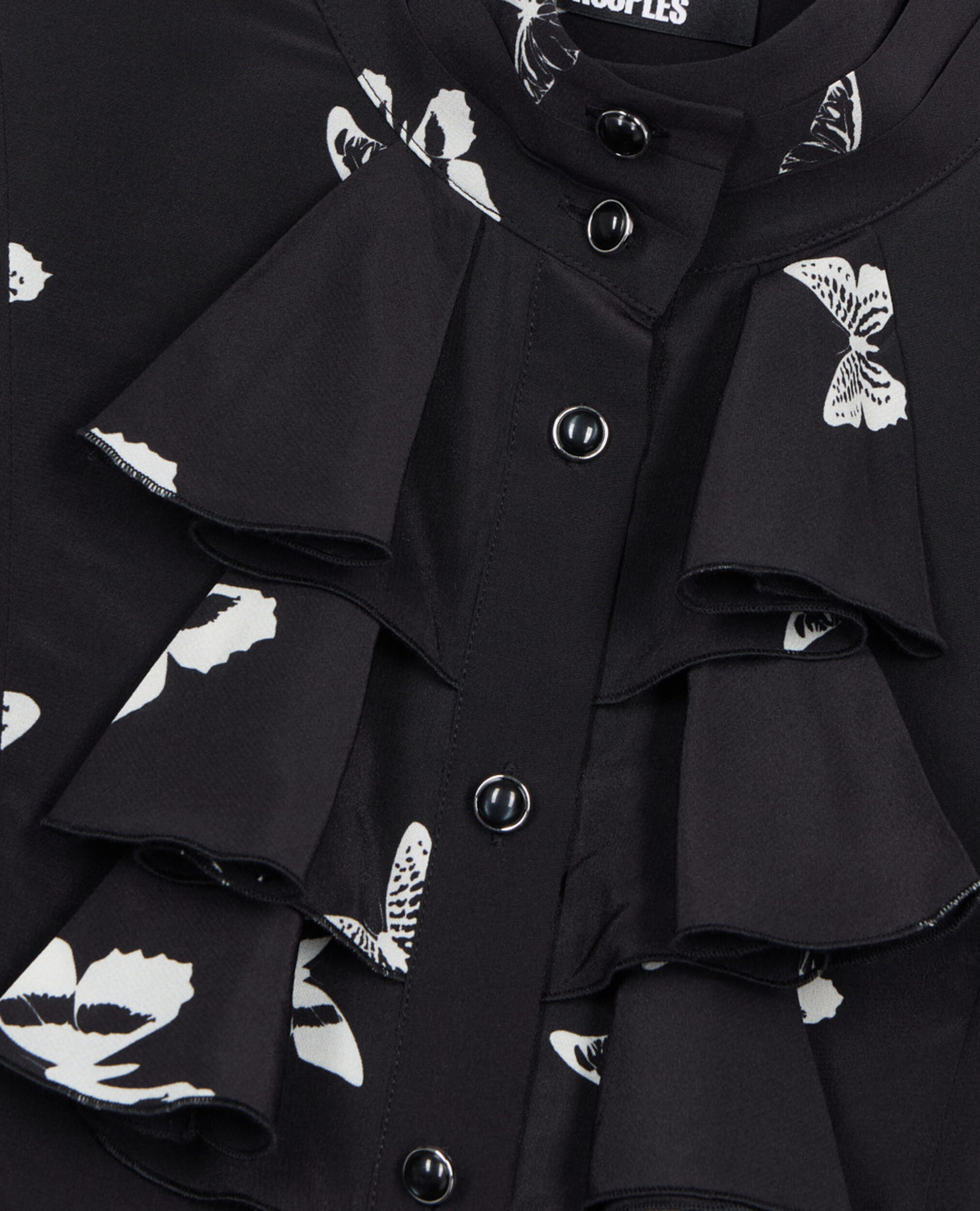 Chemise en soie imprimée papillons, BLACK WHITE, hi-res image number null