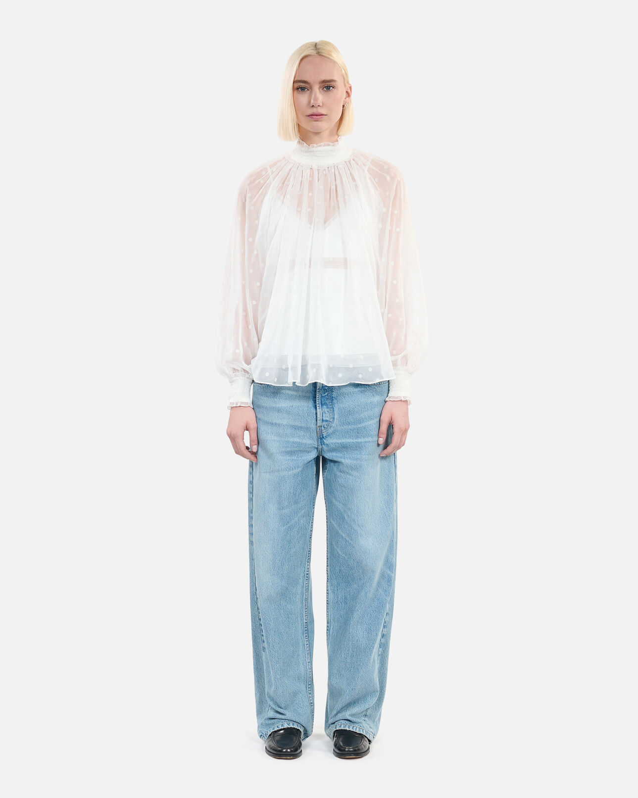 The Kooples WOMEN ECRU ecru top with shirring 