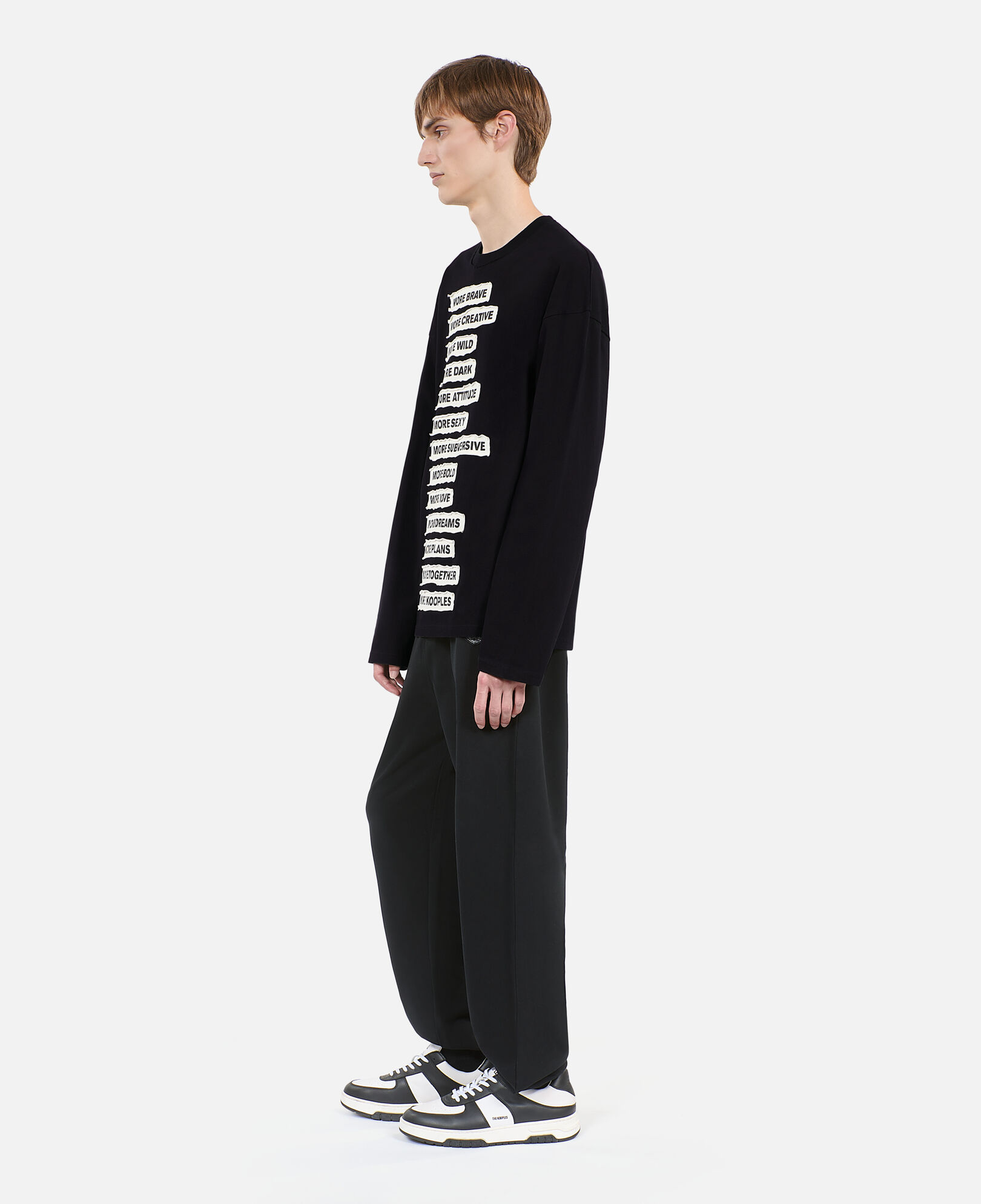 The Kooples MEN BLACK WASHED black long-sleeved t-shirt