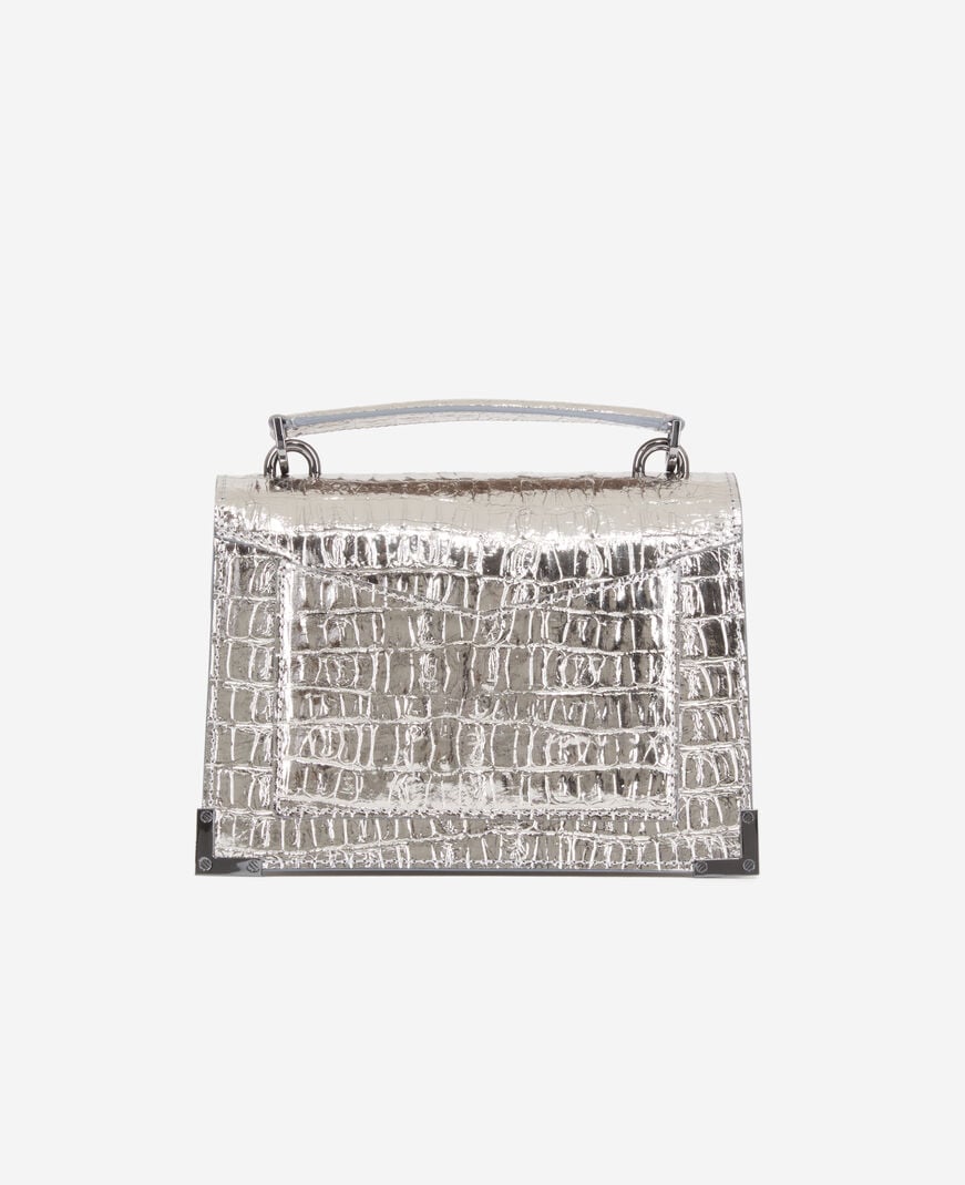 The Kooples FEMME ANTIC SILVER sac emily small effet crocodile cuir argenté