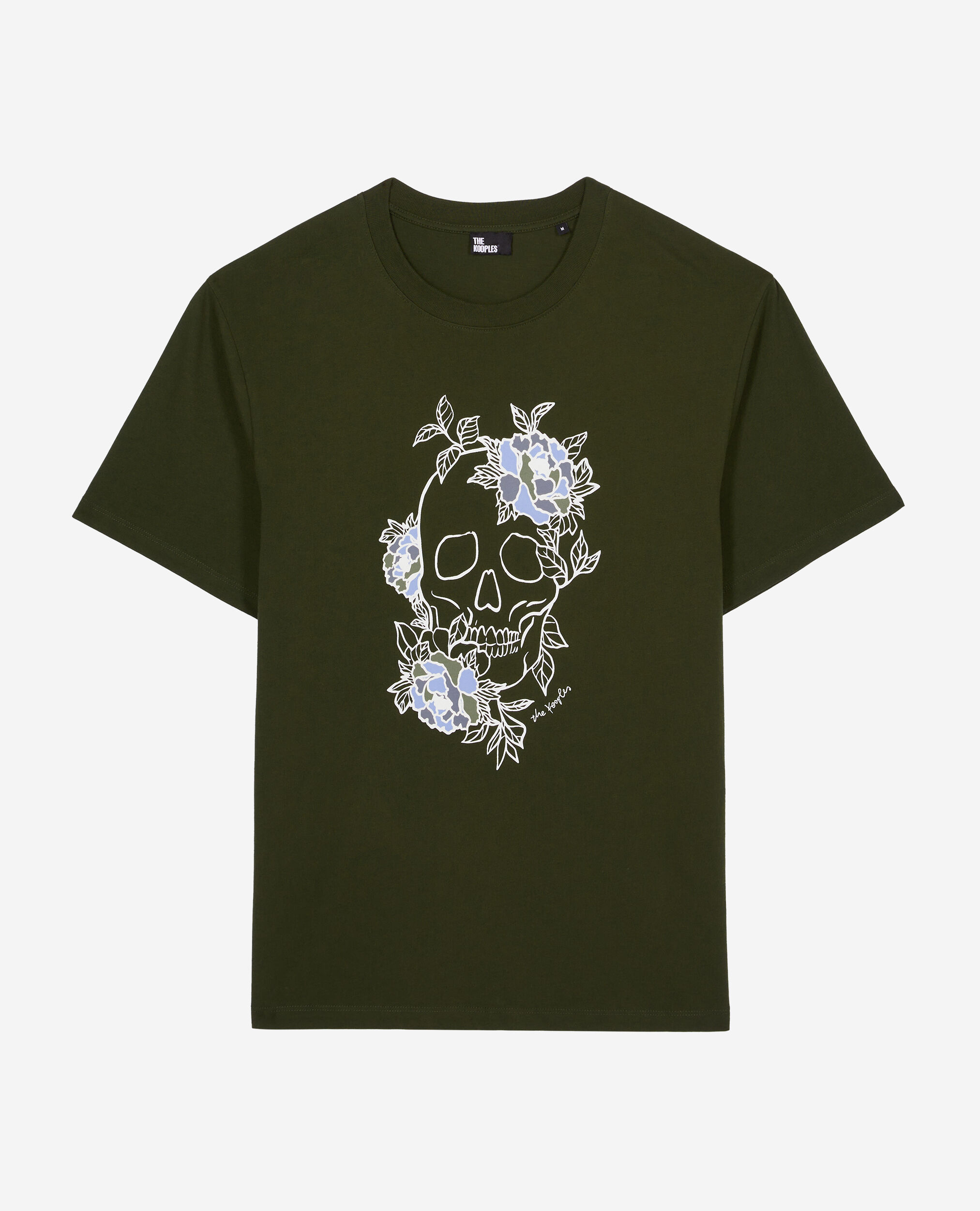 Camiseta hombre caqui serigrafía Flower skull, DARK GREEN, hi-res image number null