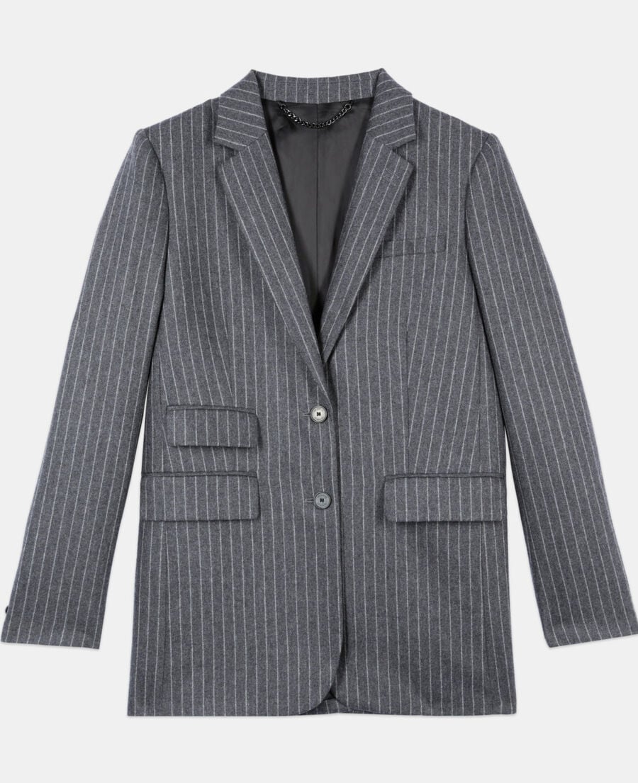 The Kooples FEMME LIGHT GREY veste tailleur à rayures