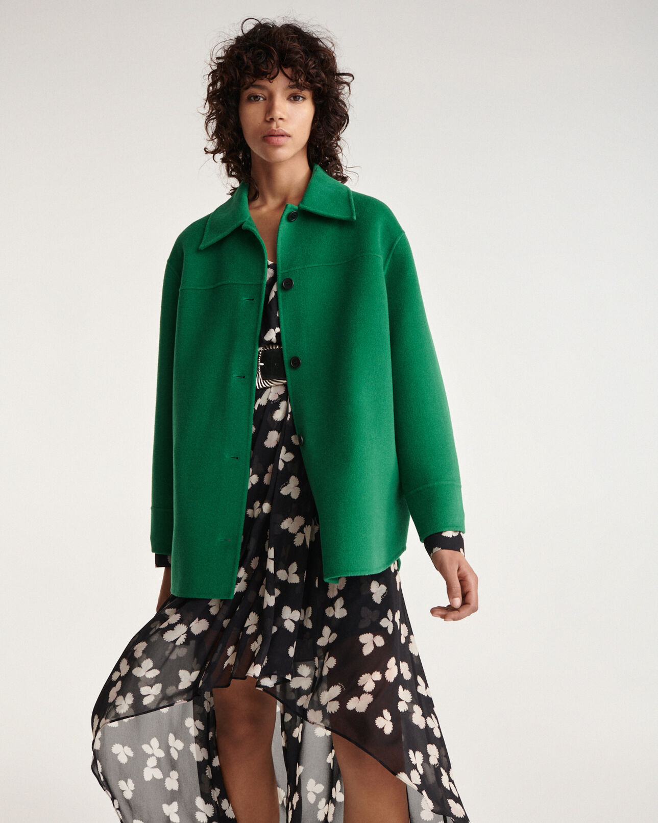 The Kooples WOMEN APPLE overshirt-style green wool jacket