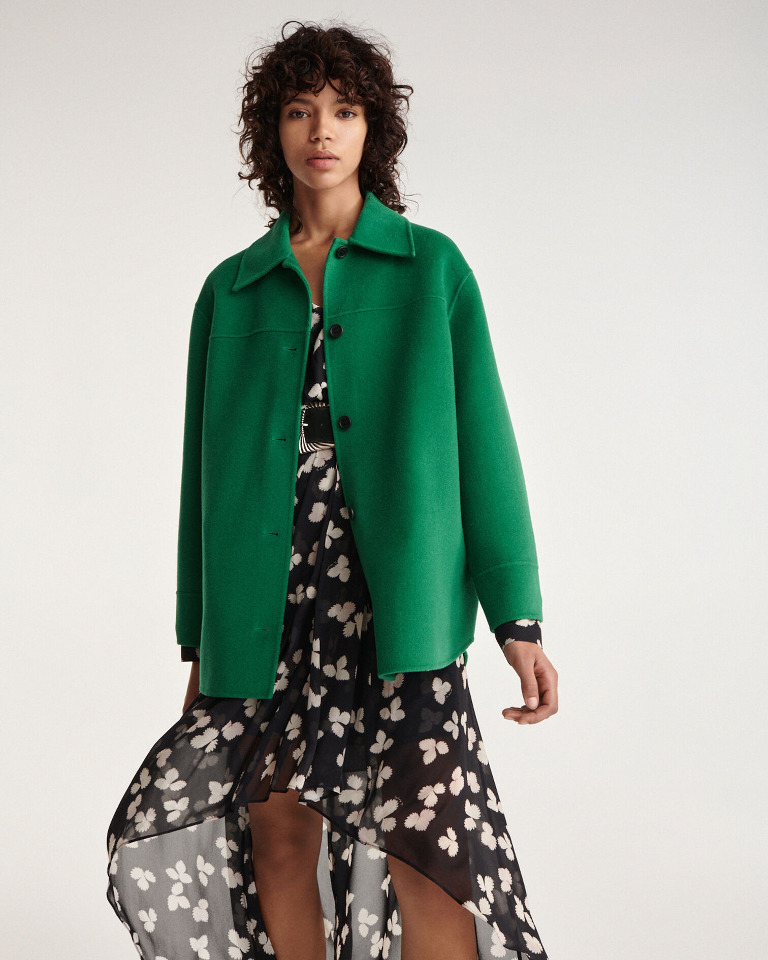Overshirt-style green wool jacket, APPLE, hi-res image number null