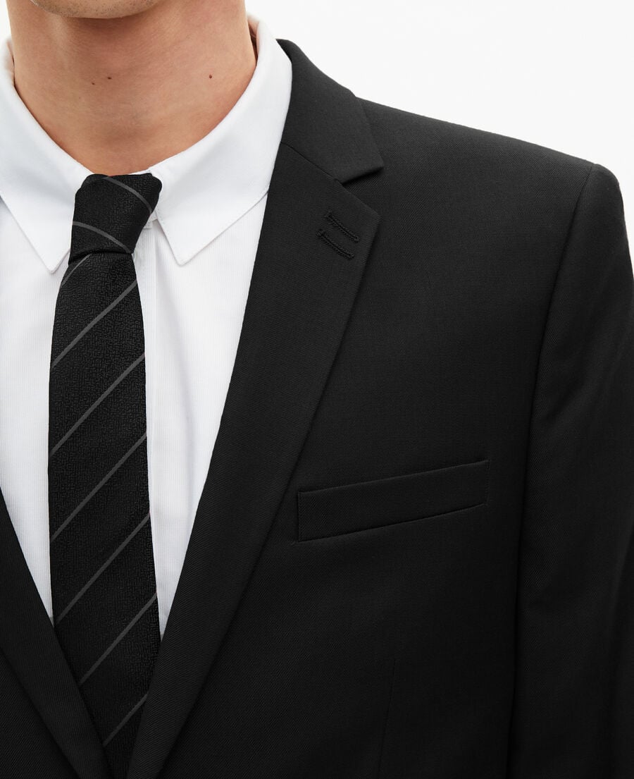 The Kooples HOMME BLACK veste de costume à pochette en laine noire 