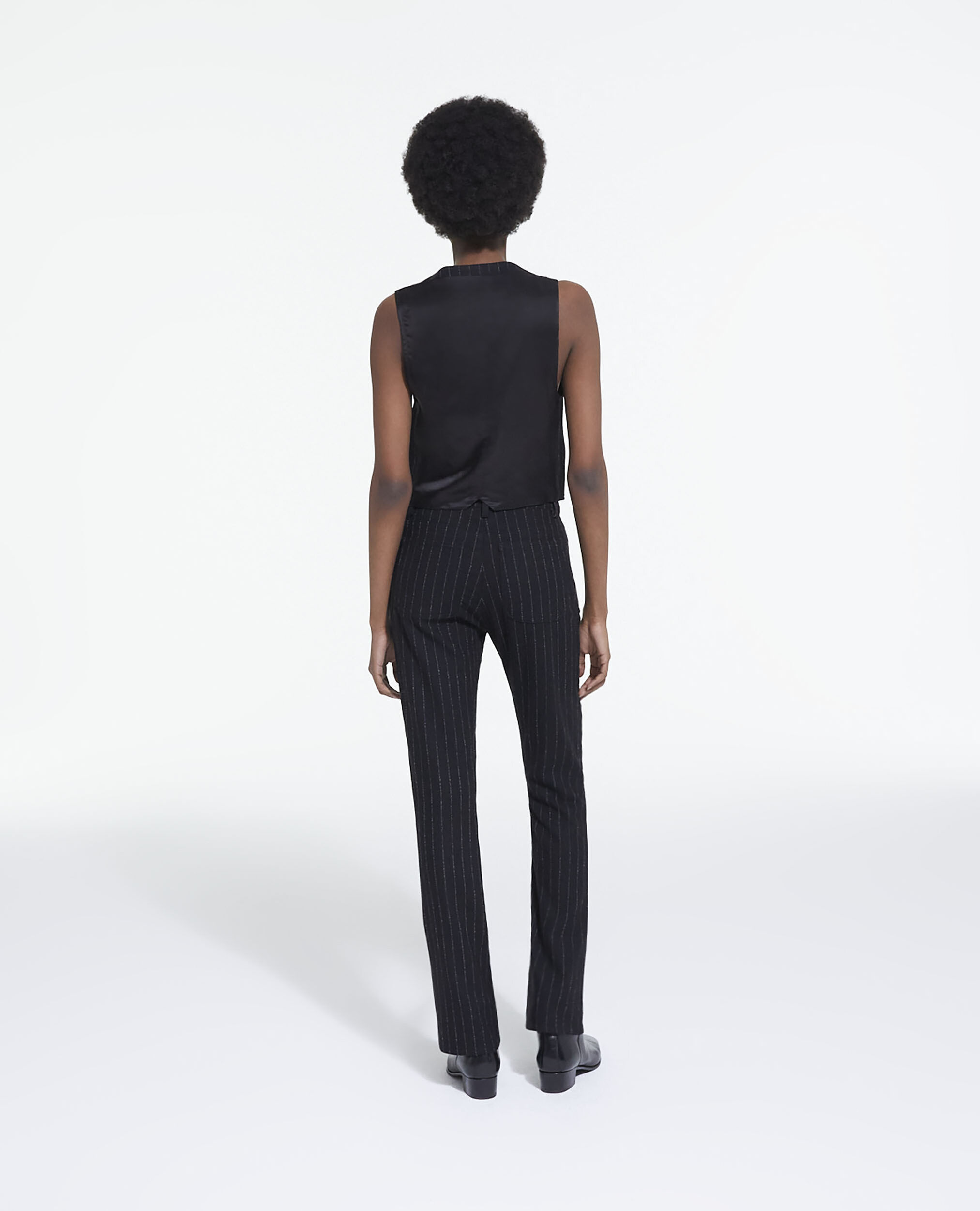 Gestreifte Anzughose aus Wolle, BLACK WHITE, hi-res image number null