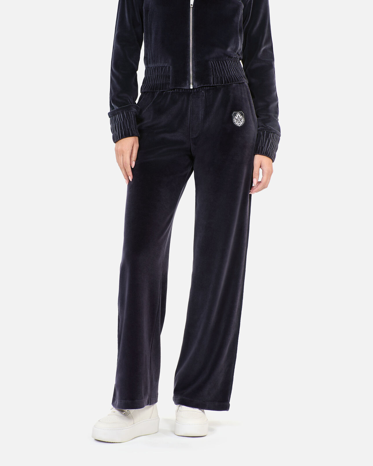 The Kooples WOMEN BLACK black velvet tracksuit trousers
