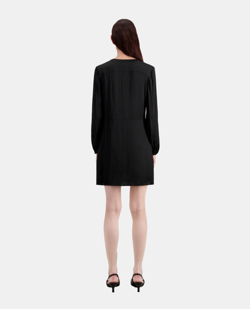 The Kooples FEMME BLACK robe courte noire avec plissage