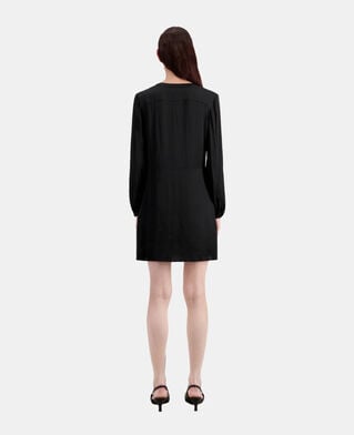 The Kooples FEMME BLACK robe courte noire avec plissage