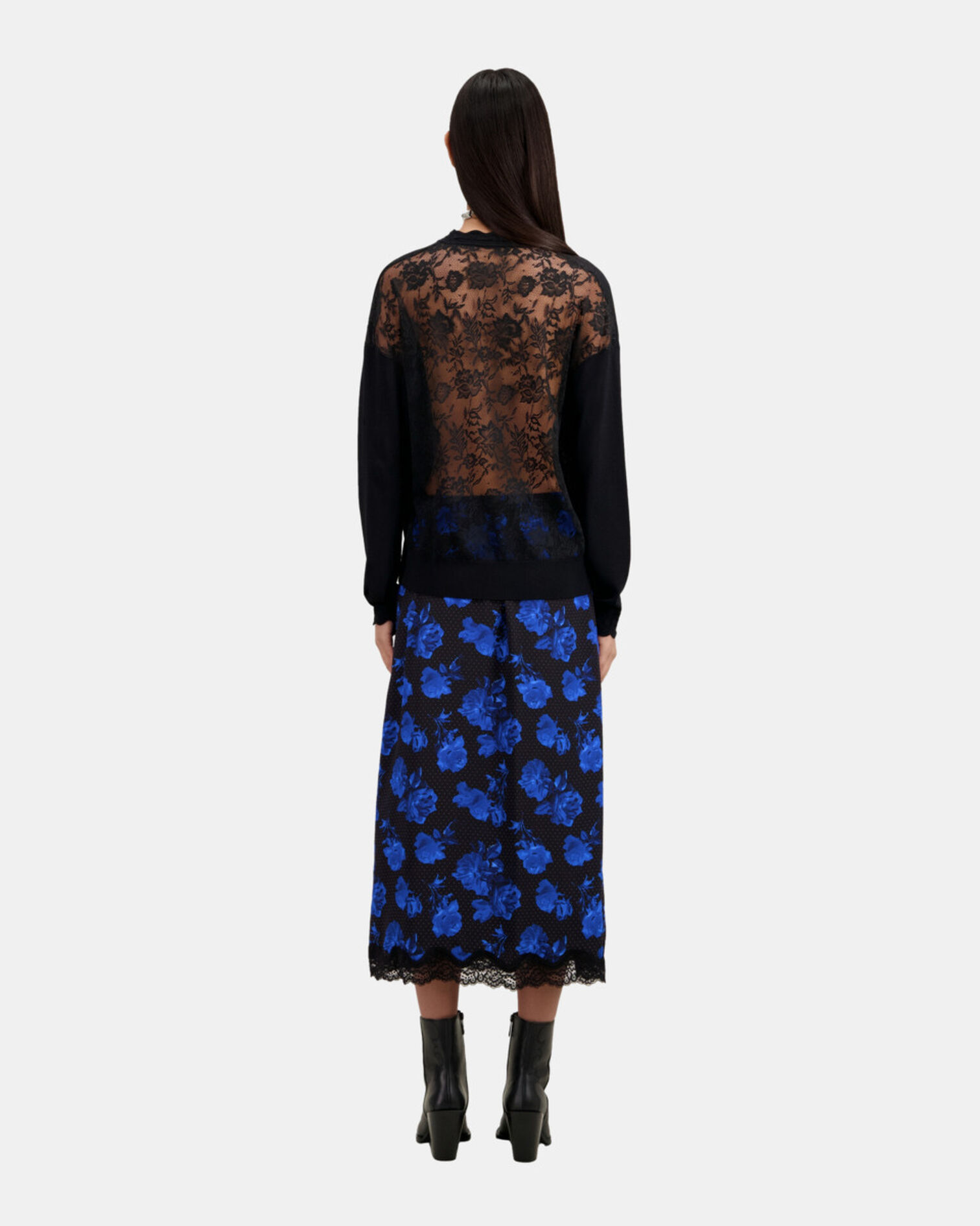 Black sweater with lace back, BLACK, hi-res image number null
