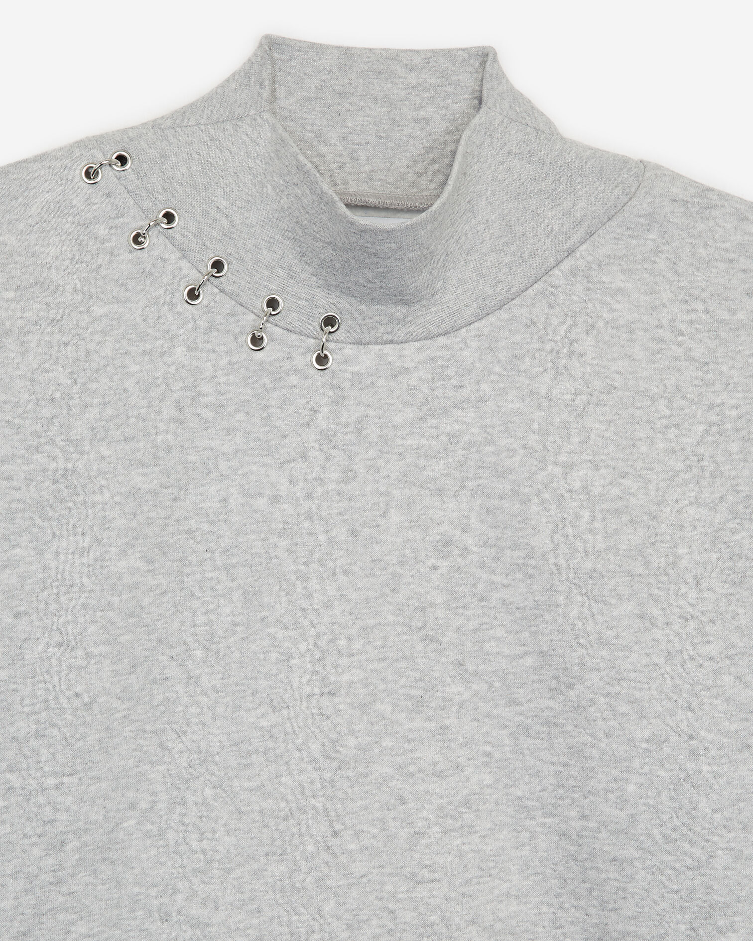 High-neck heather grey sweatshirt w/piercing, LIGHT GREY, hi-res image number null