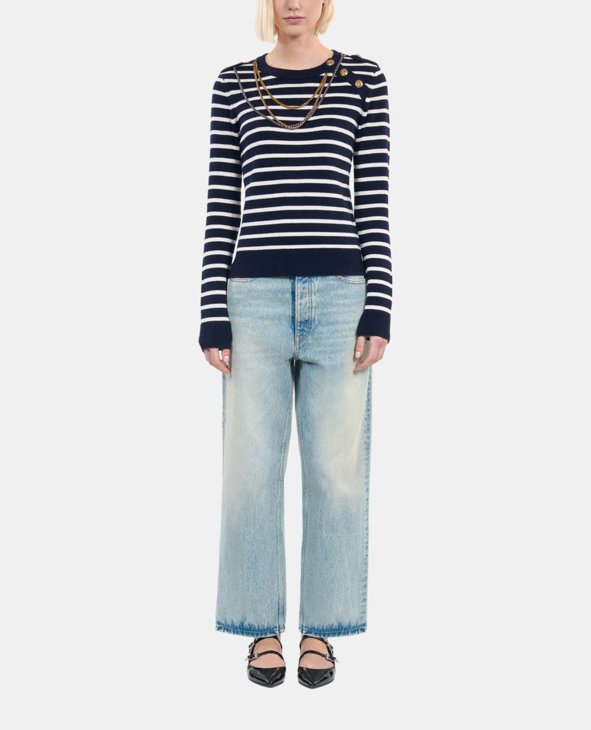Striped wool sweater , WHITE / BLUE, hi-res image number null
