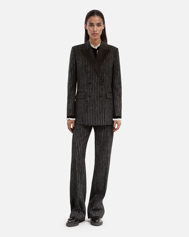 The Kooples FEMME BLACK veste tailleur à rayures noire
