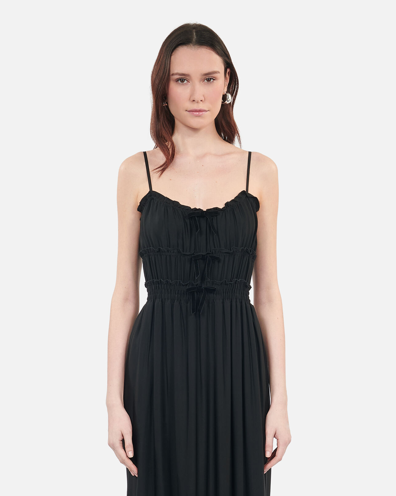 The Kooples WOMEN BLACK long black dress with bows
