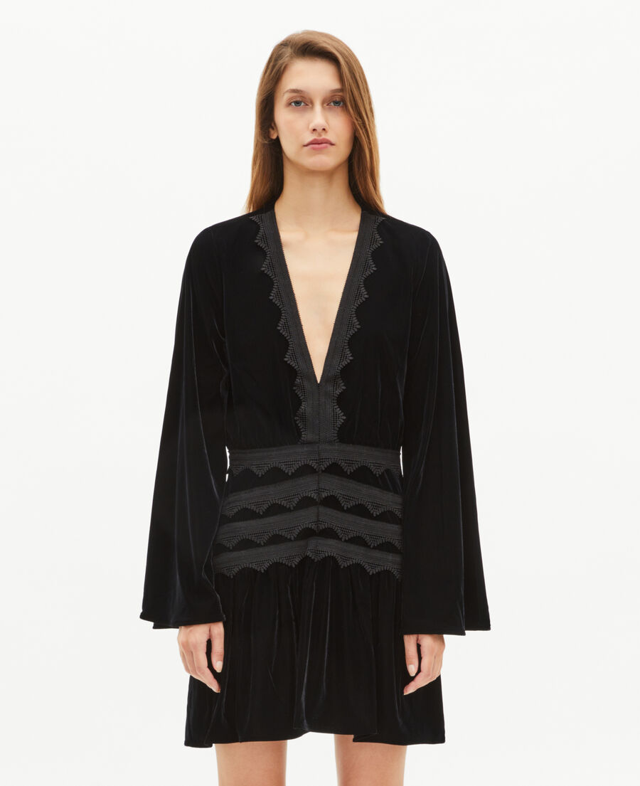 The Kooples DAMEN BLACK kurzes kleid aus schwarzem samt