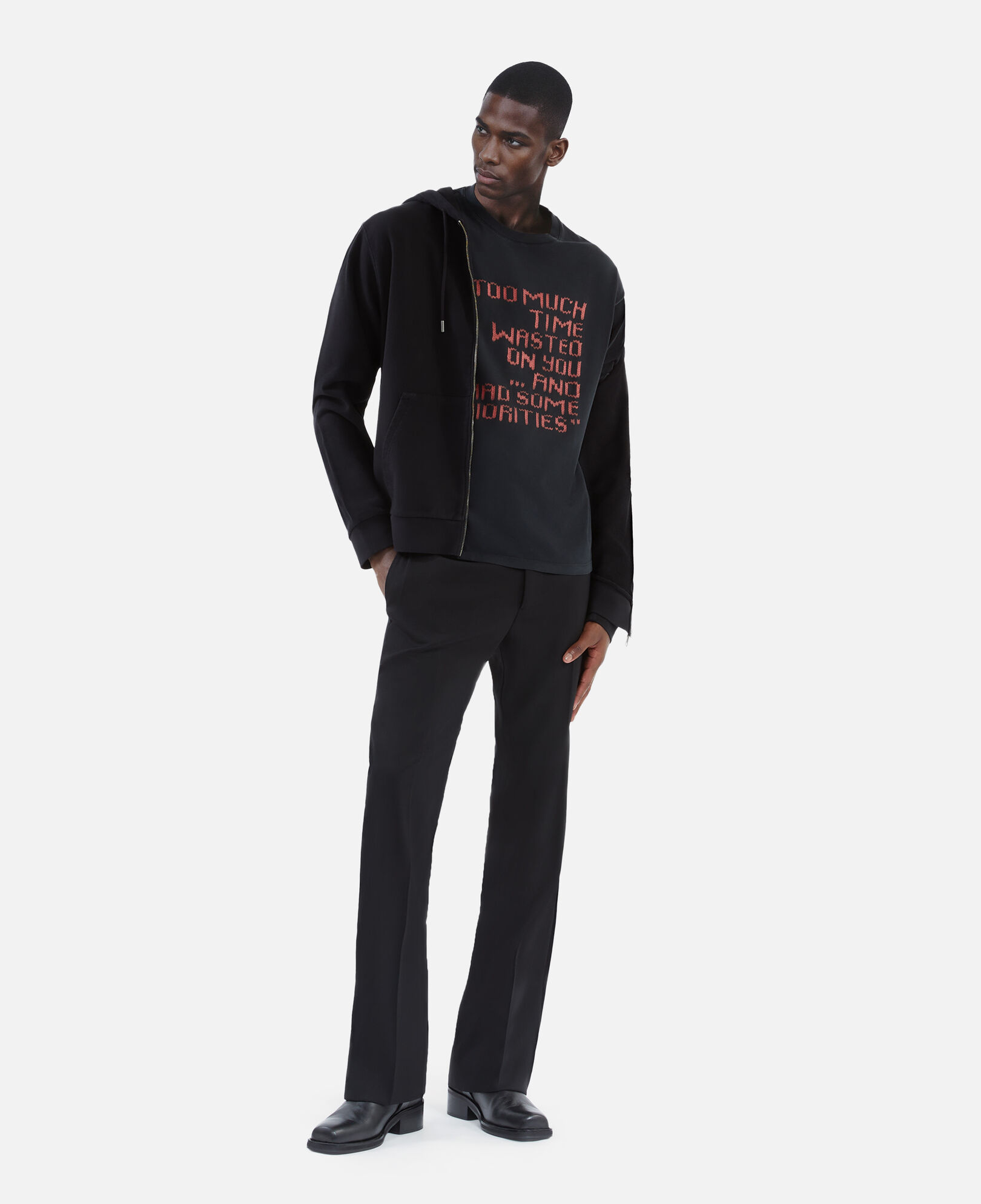 The Kooples MEN BLACK WASHED black screen print t-shirt
